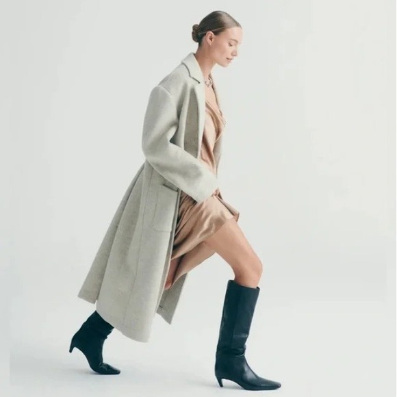 NEW Reformation Remy Kitten-Heel Knee High Boots Black Leather Pointed Toe 5 - Picture 5 of 11